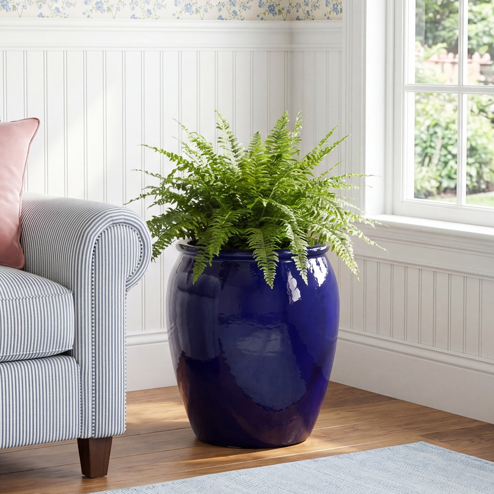 Proberta Ceramic Pot Planter, 20" H x 16" W x 16" D, Blue