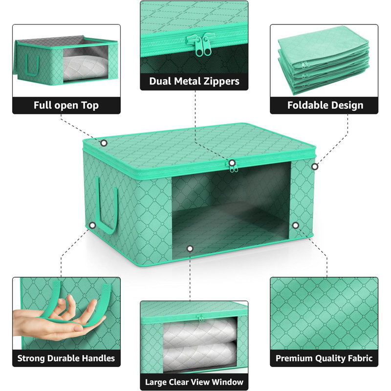 Sorbus Foldable Storage Fabric Cube Bin Bag Organizers, 1-Piece, Teal