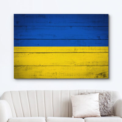 " Wood Panel Effect European Ukrainian Flag Of "