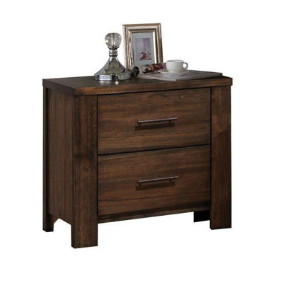 Classic Nightstand with Two Drawers Wooden Bedroom Furniture 1pc
