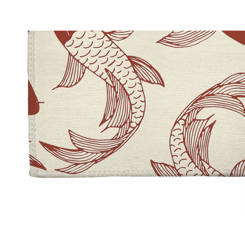 Tapis de cuisine Koi, Brique d'argile, Rectangle 5 pi x 7 pi