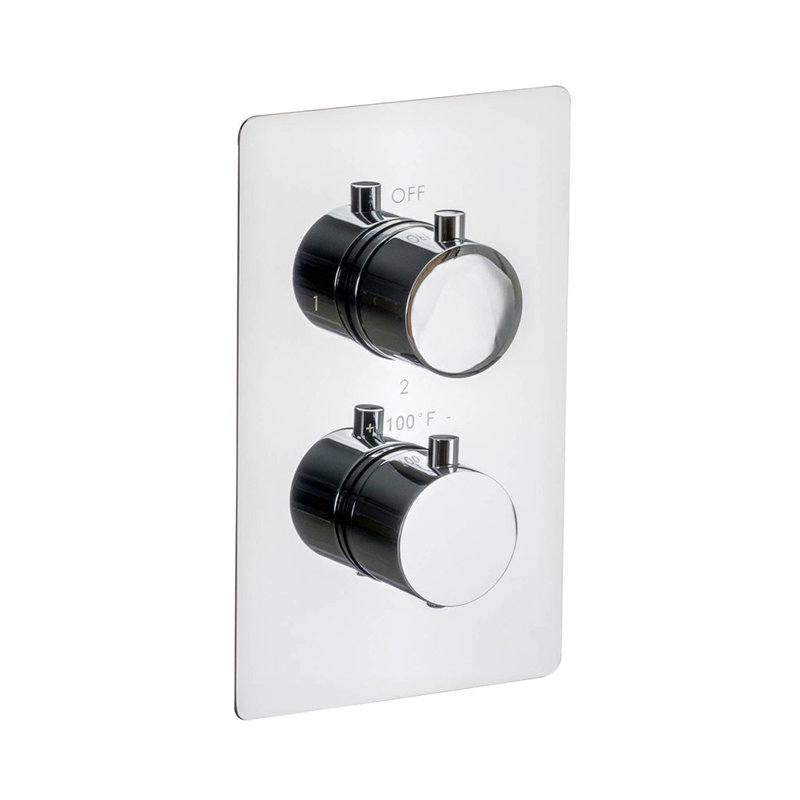 Metro 2-3 Way Thermostatic Trim Complete Shower Set - Wall Mount - 8" Brass, Polished Chrome