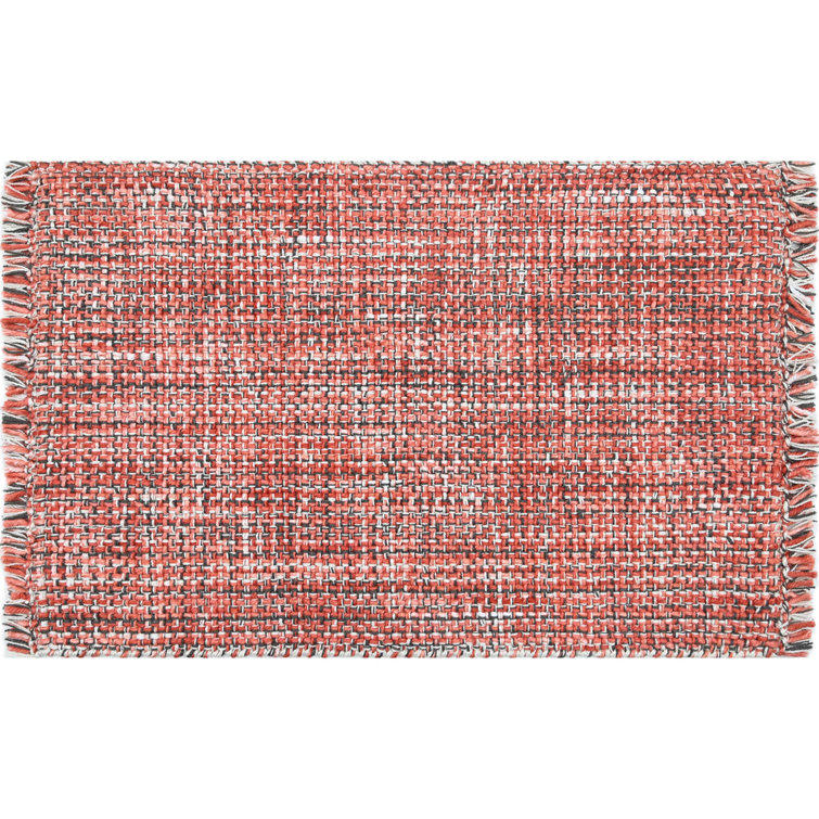 Morris Hand Woven Polyester Indoor/Outdoor Area Rug in Coral/Gray