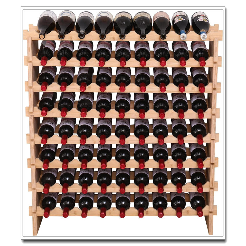 72-Bottle Bamboo Wine Rack - Stackable Freestanding Storage Rack, Suitable For Wine Cooler Use