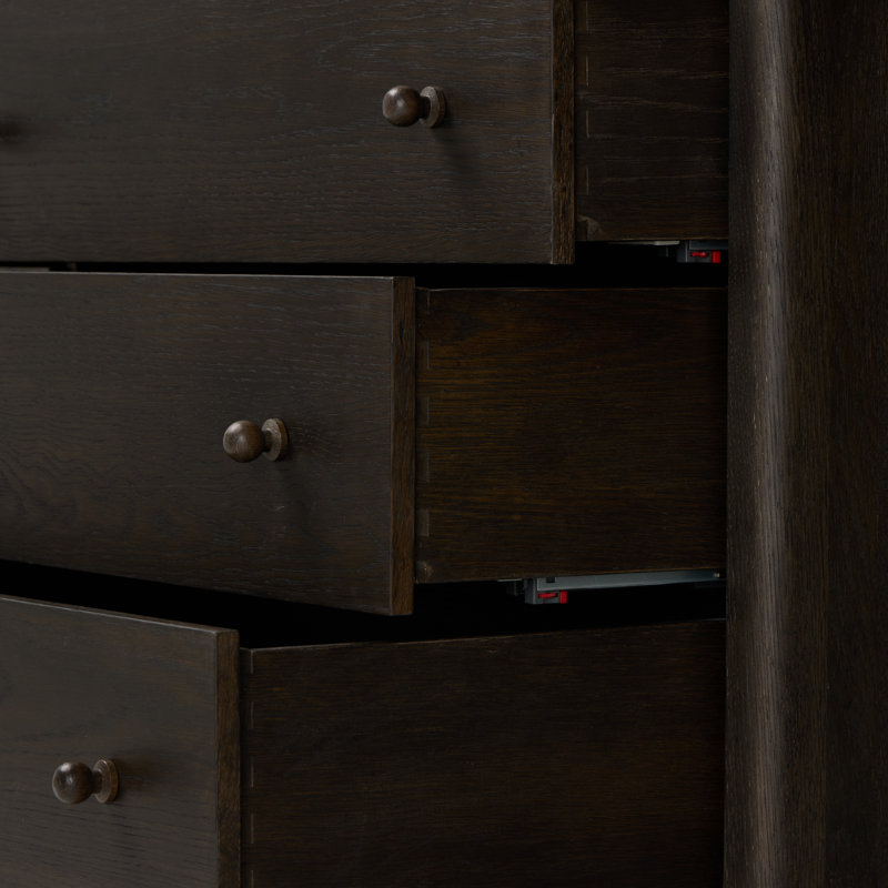 Franny 6 Drawer Dresser-Saddle Brown Veneer, Espresso Oak Veneer