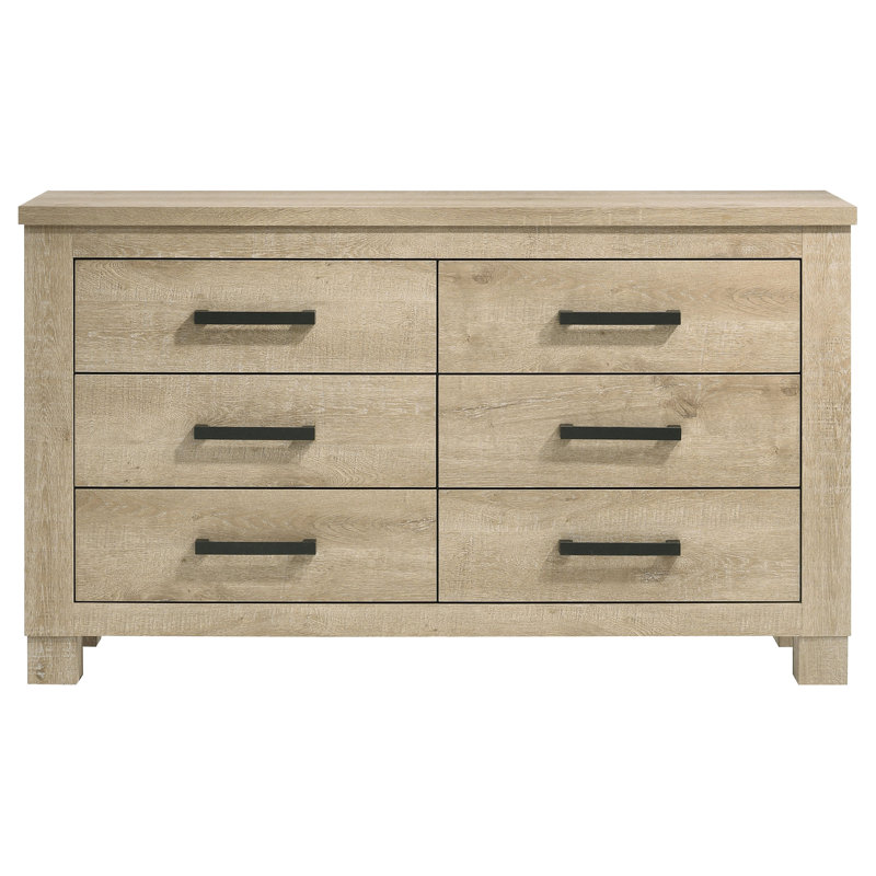 Weigle 6-Drawer Bedroom Dresser Weathered Oak