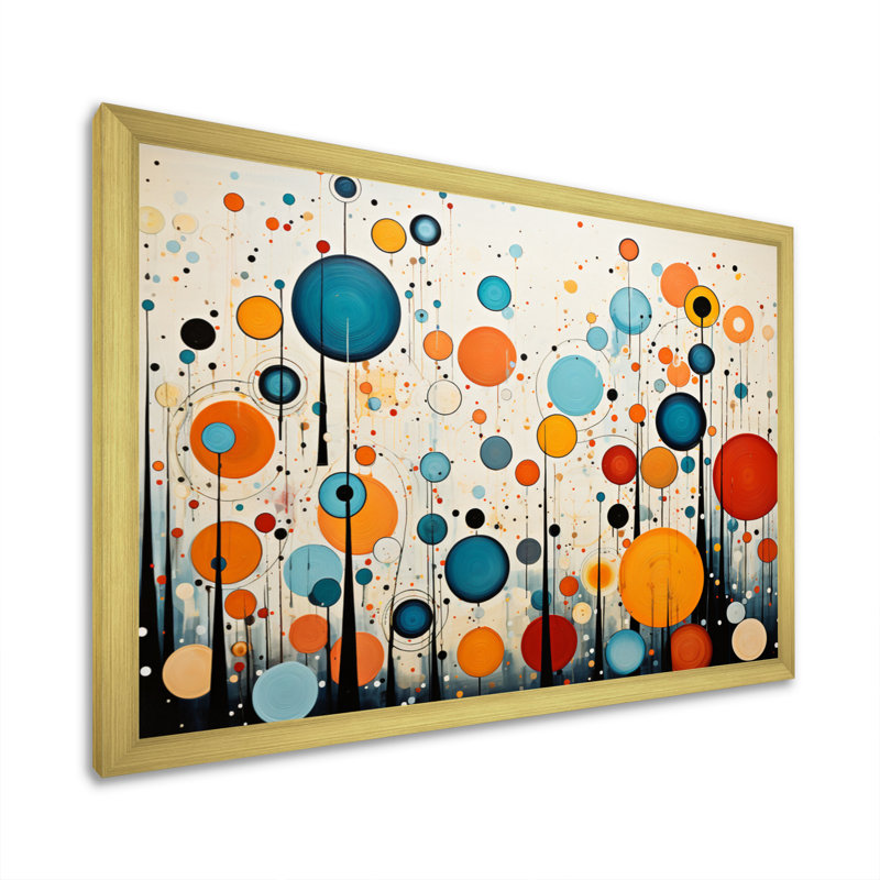 «Green Green Beige Mid Century Abstract Retro II», reproduction d'art sur toile, Cadre doré à une seule photo