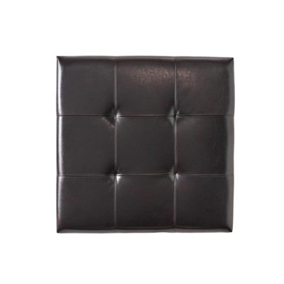 35inch Storage Ottoman, Large Square Ottoman Bench with Storage, Leather, 1 Piece, Espresso