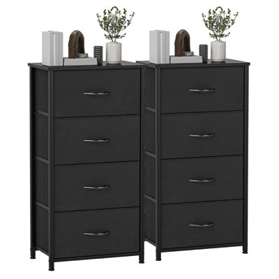  Ensemble 2 pièces commode à 4 tiroirs l 17,7 po avec tiroirs de rangement pliables
