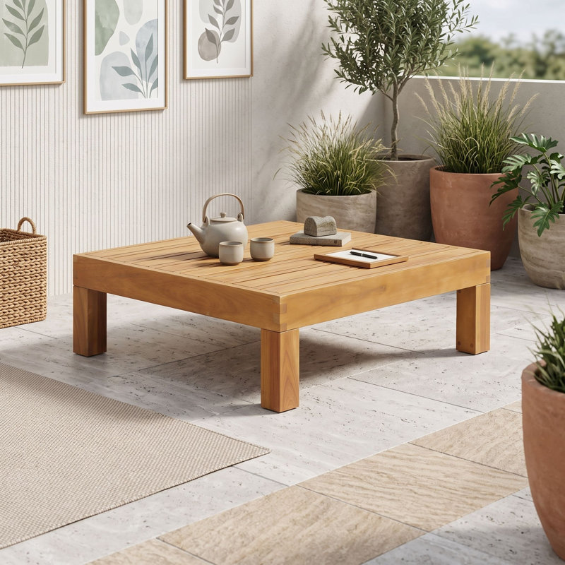 Table basse carrée extérieure en bois, Teck