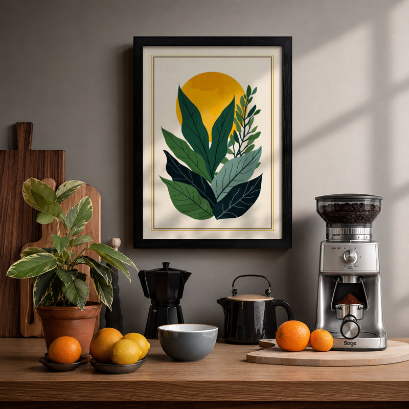 Golden Bloom Botanical - Framed Print, A1 - 84.1 x 59.4 cm, Black