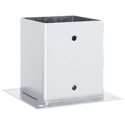 Post Bases Square 4 Pcs Silver Galvanised Steel