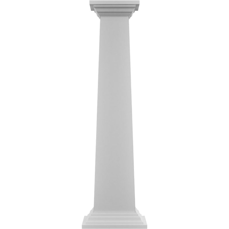 Ensemble de colonne carrée classique en PVC lisse lisse et standard Craftsman, H 72 po x l 9,63 po, Couronne couronne et base