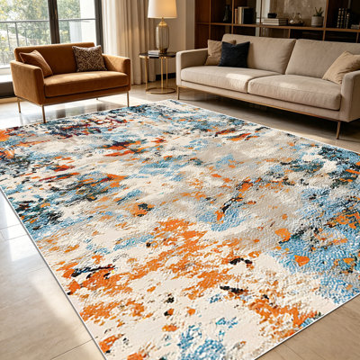 Tapis à motif abstrait patiné à l'aquarelle abstraite de 1 pièce pour le salon, doux et confortable, convient à toutes les saisons, facile à entretenir, lavable à la machine, convient à la salle à manger, à la chambre à coucher, au vestibule, à la cuisine, au patio, à la décoration intérieure et extérieure.