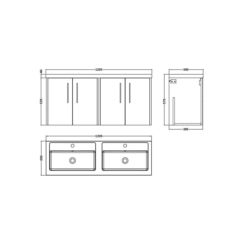 Juno Double Vanity with Integrated Basin, Metallic Slate