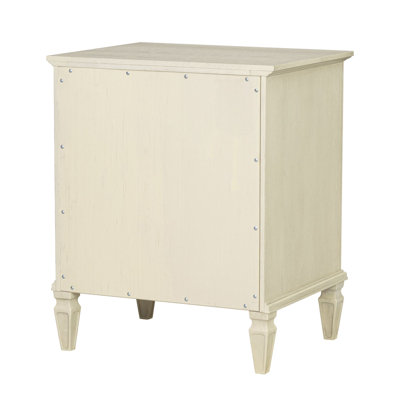 VIctoria Antique Cream 1-Drawer Solid Wood Nightstand with Enclosed Shelf