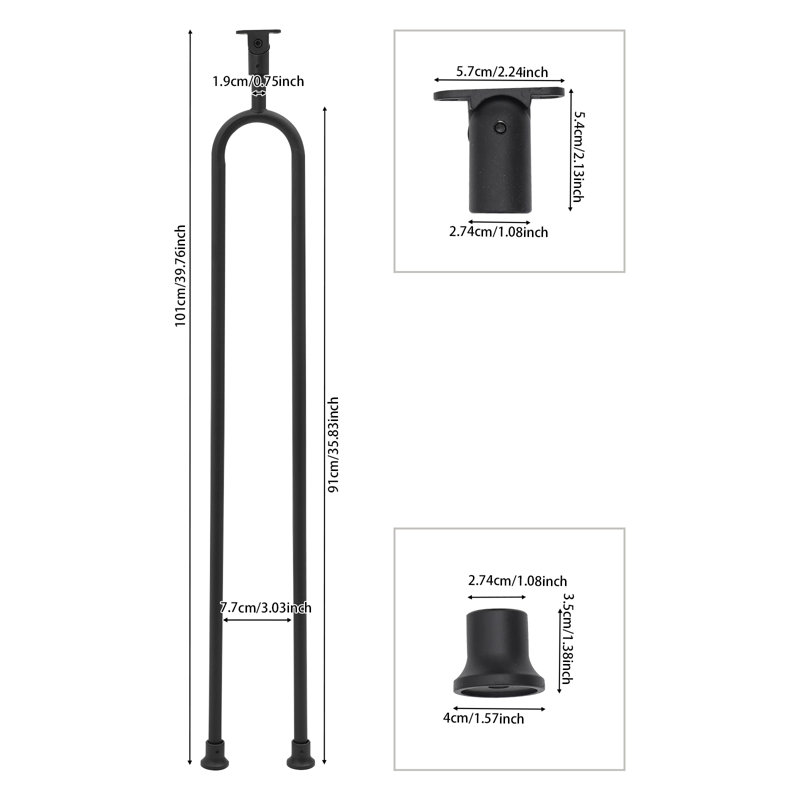 U-Shaped Stair Balusters With Adjustable Top Bracket, Black