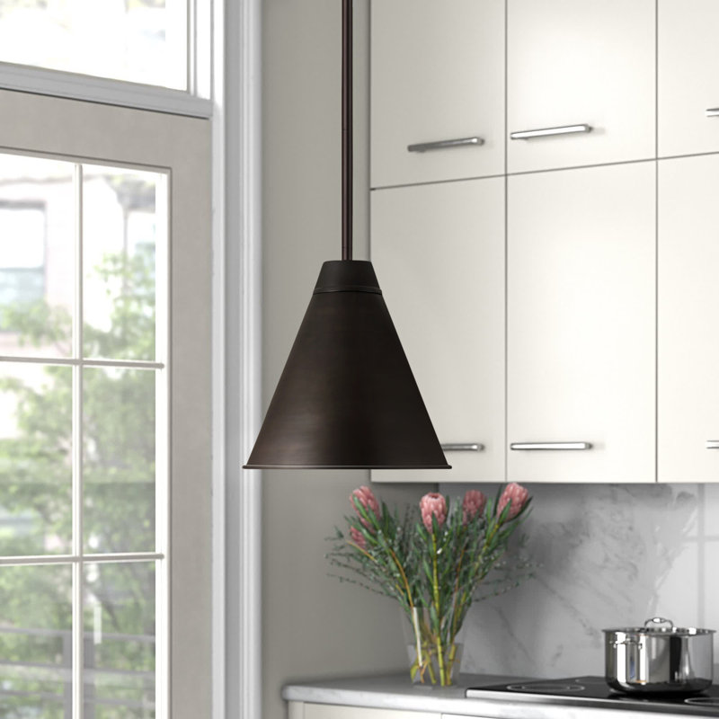 Haveman 1-Light Dimmable Adjustable Length Pendant, Bronze Plate, 27" H x 24" W x 24" D