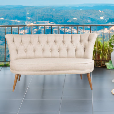Elegant 2-Seat Sofa, Cream Color, Solid Wood Frame, 31.5 x 31.5 x 27.9 inches | 100% Polyester Fabric, 32 DNS Foam for Comfort | Easy Clean, Stylish Design for Modern & Traditional Spaces