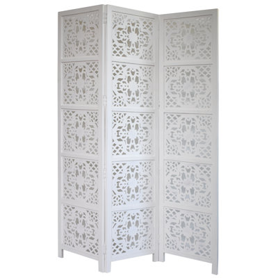 Goddard 54'' W x 70'' H 3 - Panel Solid Wood Folding Room Divider