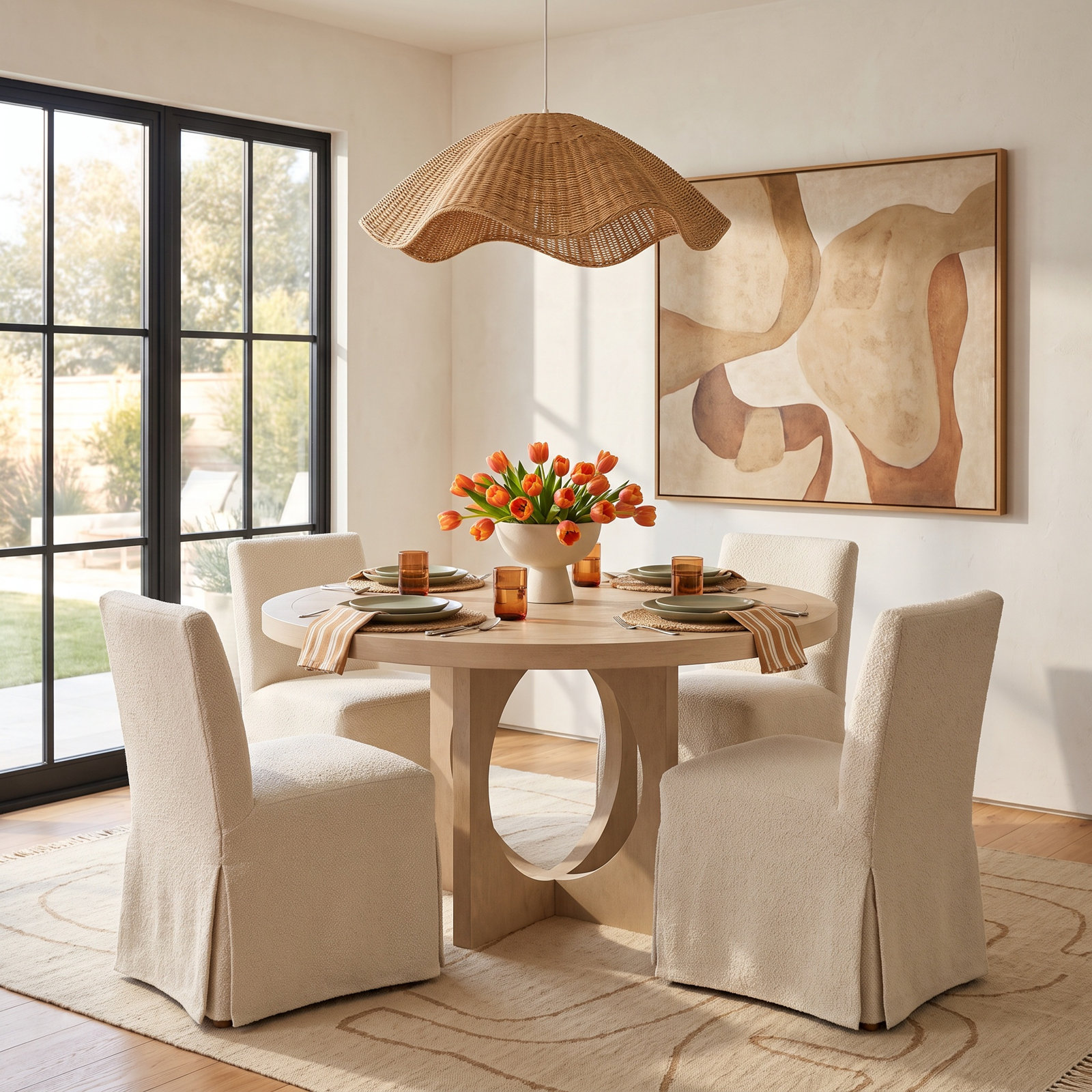 54'' Round Dining Table, Beige