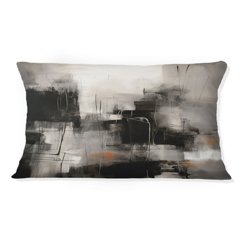 Coussin décoratif noir Mid Century Fusion I - Abstract Midcentury