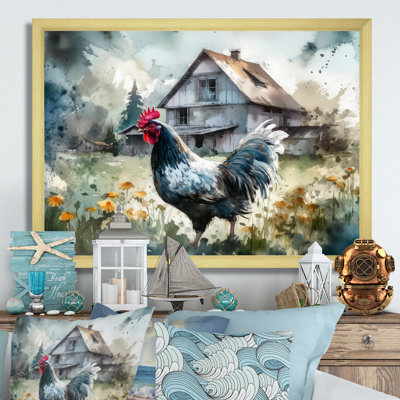 Rooster On A Farm II - Chicken Wall Art