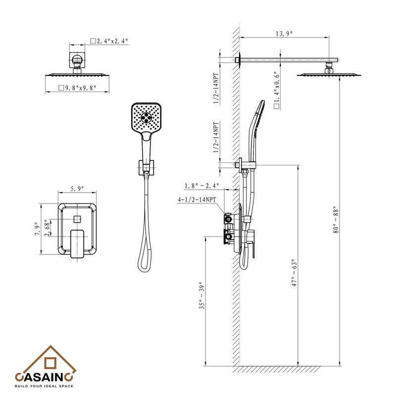 All-In-One Kit with Rough in-Valve, Chrome