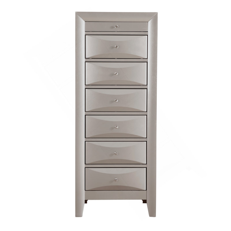 Marilla G1503-LC 7 Drawer Lingerie Chest , Silver Champagne, Champagne