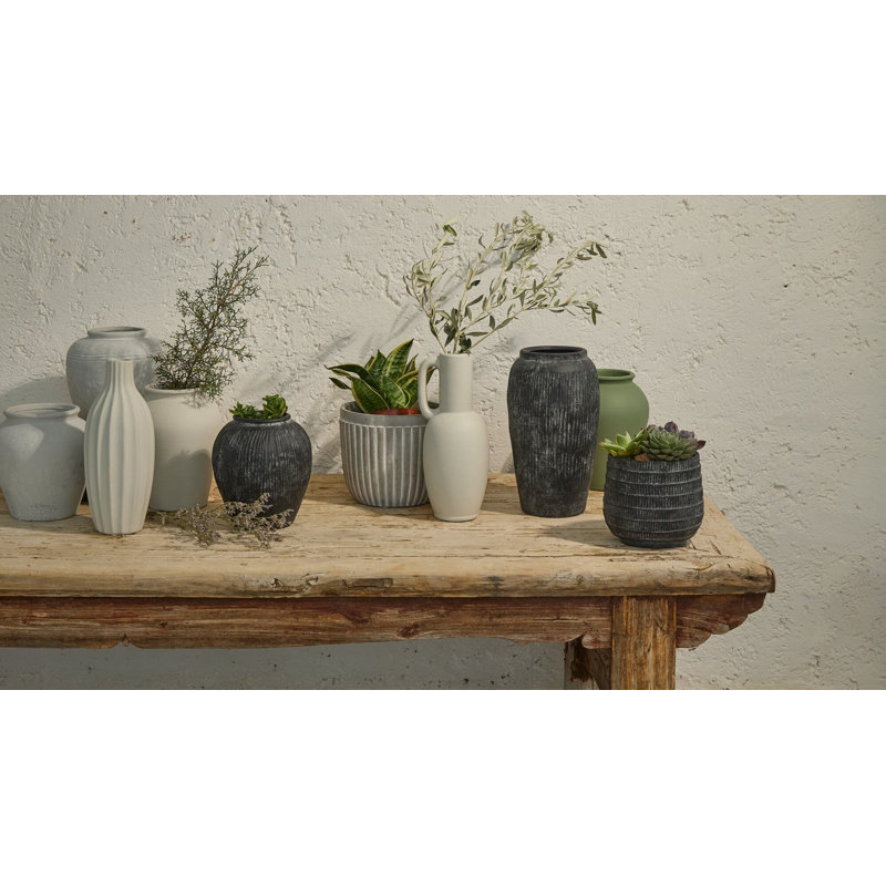 23cm Terracotta Vase, Olive