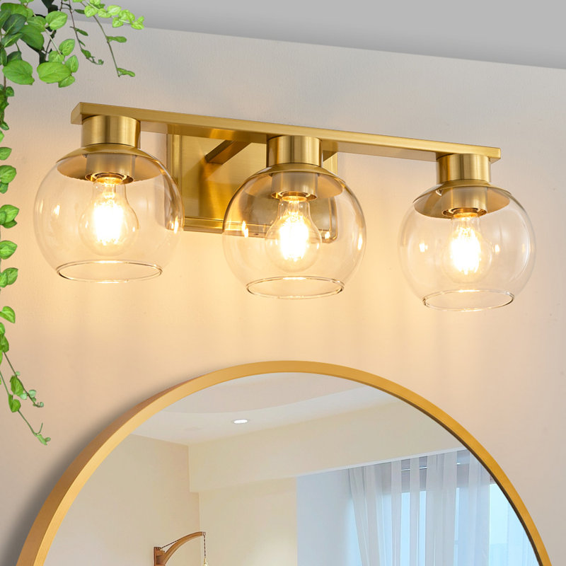 Geneva Dimmable Bathroom Vanity Light Fixtures, Gold, 3
