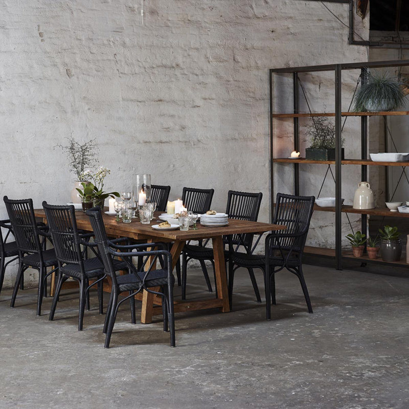 Piano Rattan Dining Armchair, Matte Black