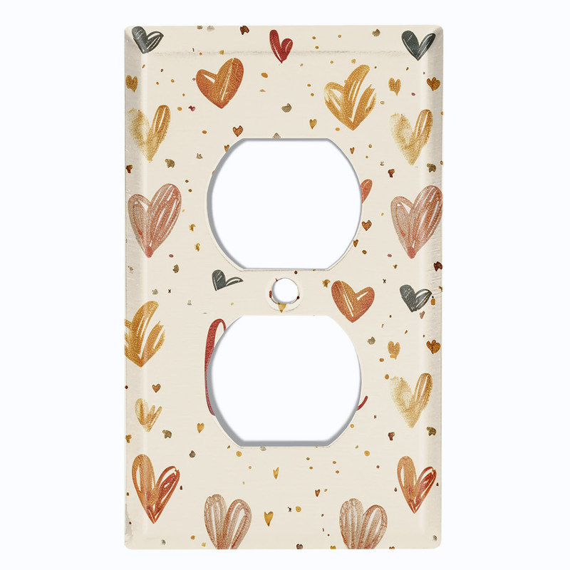 Couvercle de plaque d'interrupteur en métal; Recto verso standard US 1 bande - Love Hearts, #8 Single Duplex Outlet