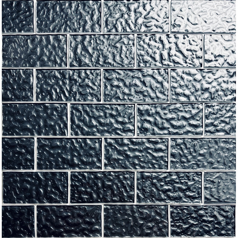 Metallic 3" x 6" Glass Subway Wall Tile, Carbon Frost Gray