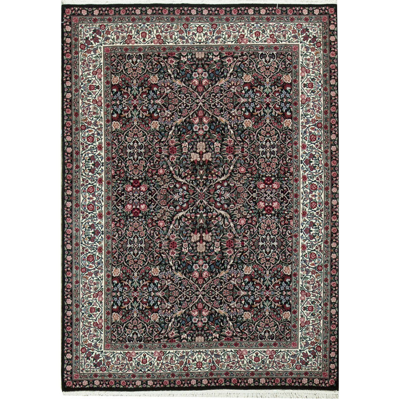 Tapis noir de haute qualité noué à la main