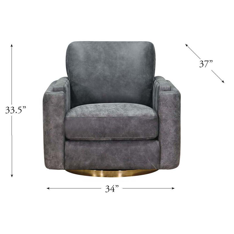 Fauteuil pivotant en cuir Fleishman, Cuir véritable gris Fleishman