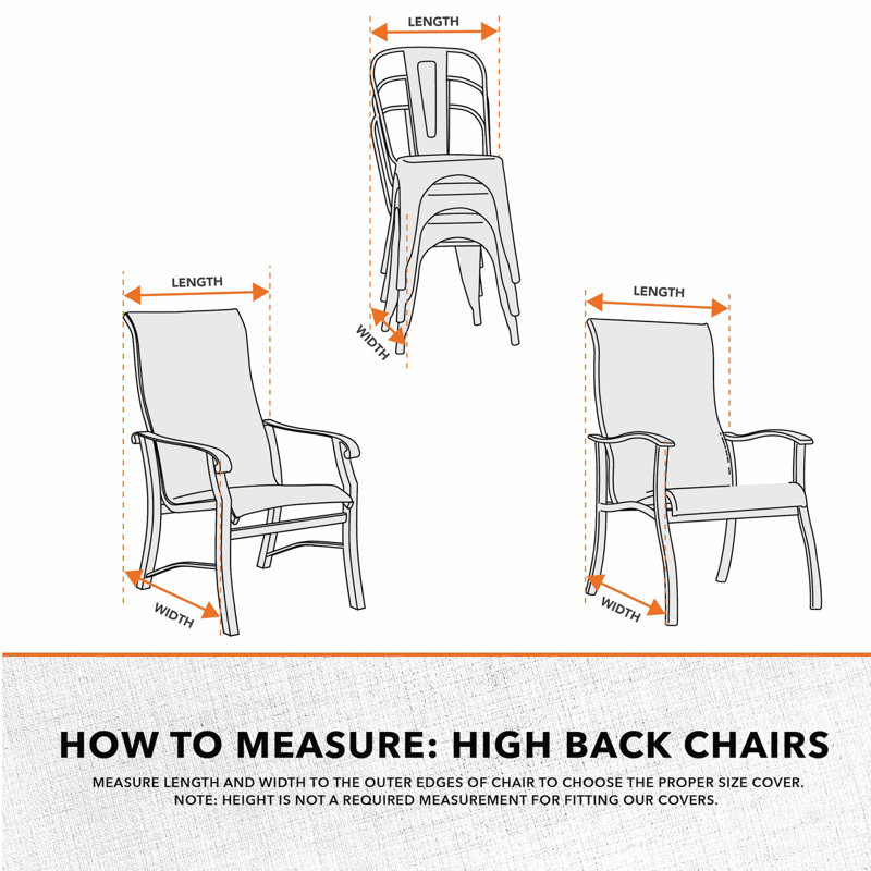 Beige Weather-Resistant High Back Patio Chair Covers, Set of 2