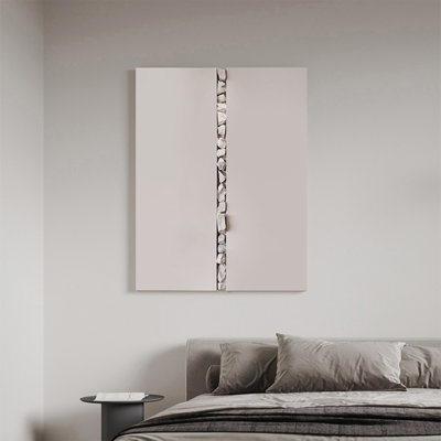Art mural abstrait texturé en pierre gris clair minimaliste 3D pour le salon