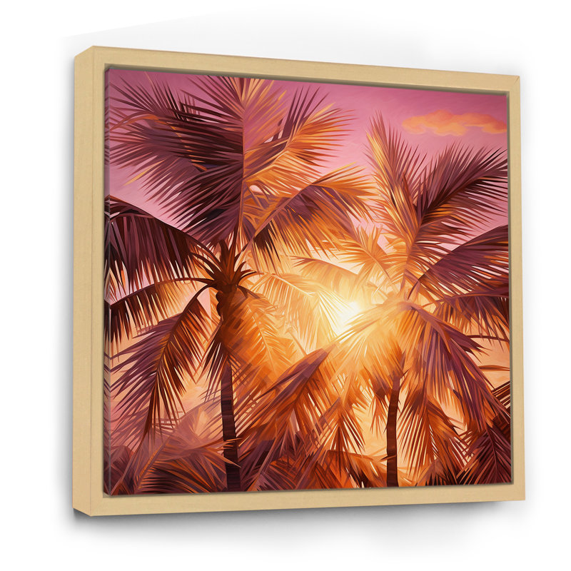 Palmiers de Rose Radiance Sunset, Cadre naturel flottant, H 16 po x l 16 po x P 1 po