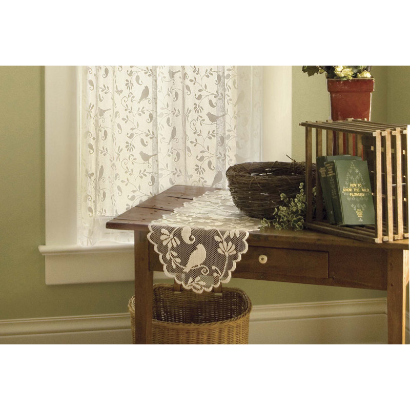 Chorleywood Floral Oval Table Runner, 36" L x 14" W, White