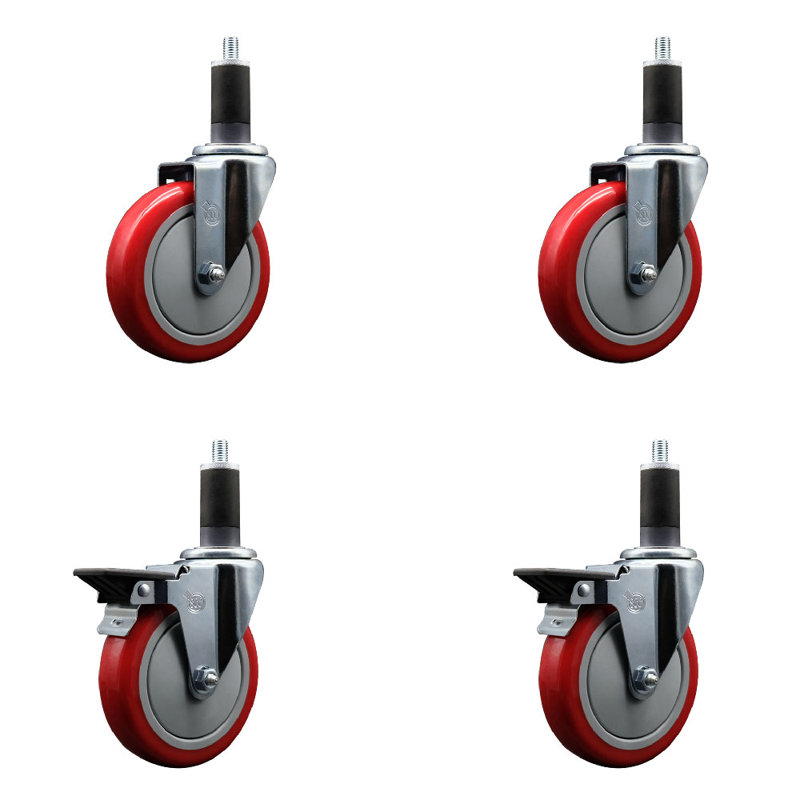 Ensemble de roulettes extensibles pivotantes en poly de 1 1/4 po à 2 freins SCC