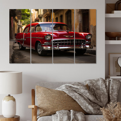 Havana voiture rouge - ensemble de décoration murale transport en métal 4