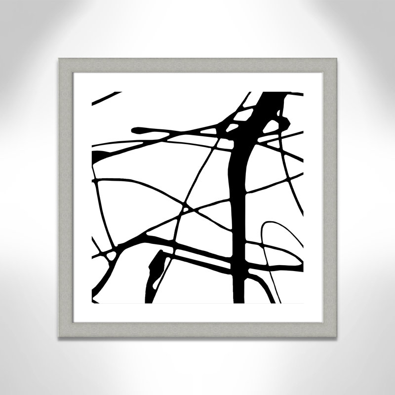 Intersection II - peinture encadrée, H 29 po x l 29 po x P 1,25 po, Encadrement argent brossé