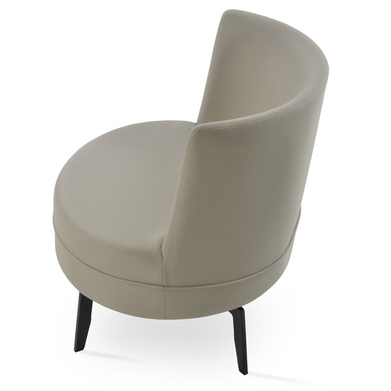 Hilton 24.5" Wide Barrel Chair, Light Gray Faux Leather
