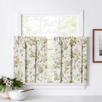 Erie Floral Cotton Blend Tailored 56" Cafe Curtain