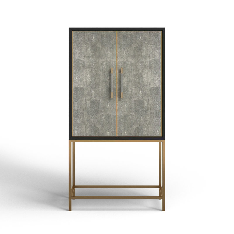 Meera Bar Cabinet, Gray/Gold