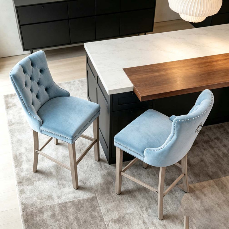 Chaise de salle à manger rembourrée moderne, Light Blue