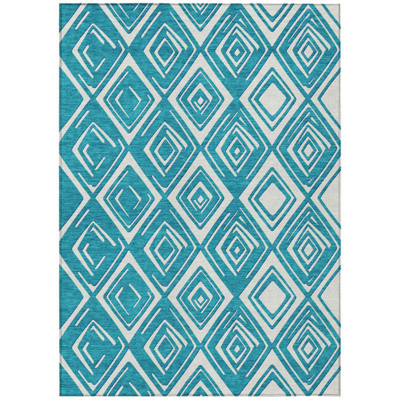 Tapis bleu sarcelle lavable à l'extérieur 5 pi x 8 pi bleu sarcelle
