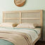 Lit en bois d'hévéa naturel naturel avec tête de lit en rotin et pieds de soutien renforcés pour plus de stabilité-1508738549