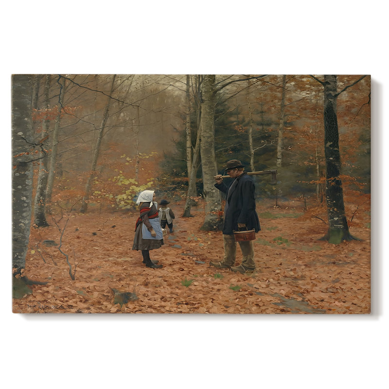 Le bûcheron dans une forêt d'automne - Hans Andersen Brendekilde - Toile tendue avec châssis-c. Fin du 19e siècle / début du 20e siècle